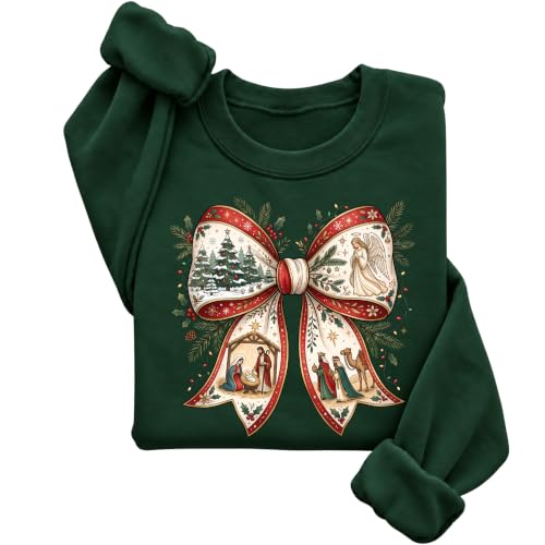 Nativity Christmas Bow Crewneck Sweatshirt