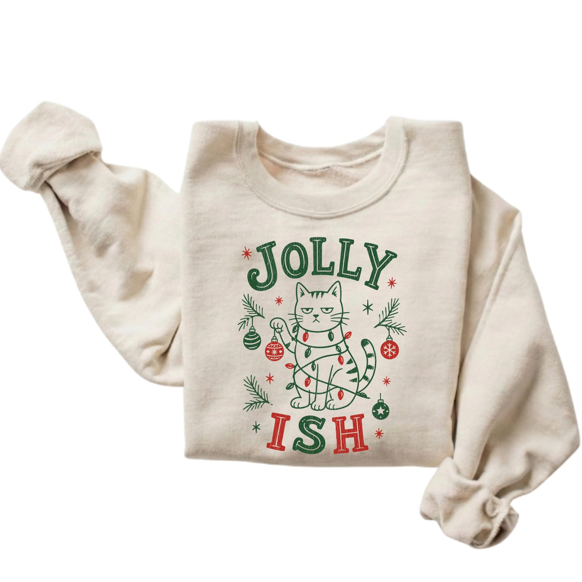 Jolly Ish Funny Cat Christmas Sweatshirt