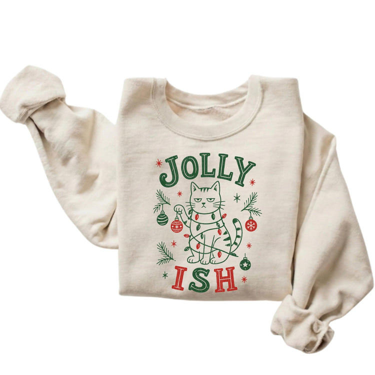 Jolly Ish Funny Cat Christmas Sweatshirt
