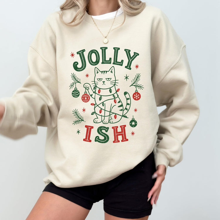 Jolly Ish Funny Cat Christmas Sweatshirt