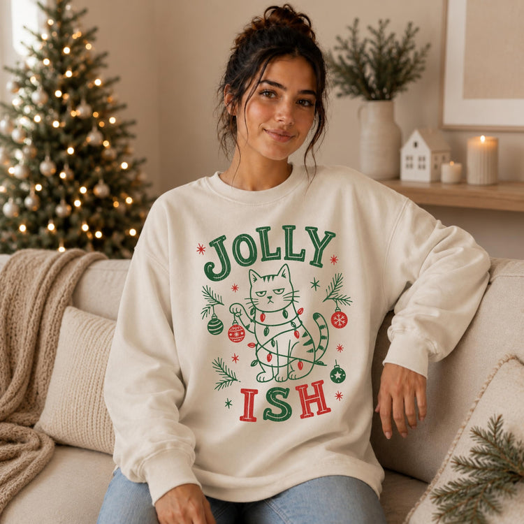 Jolly Ish Funny Cat Christmas Sweatshirt