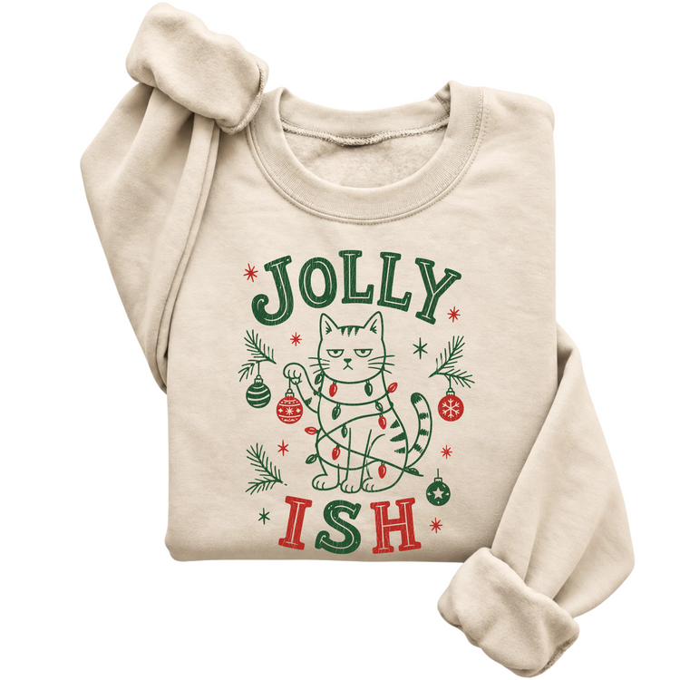 Jolly Ish Funny Cat Christmas Sweatshirt
